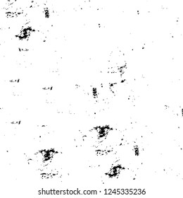 Grunge overlay layer. Abstract black and white vector background. Monochrome vintage surface with dirty pattern in cracks, spots, dots. Old wall in dark horror style design