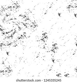 Grunge overlay layer. Abstract black and white vector background. Monochrome vintage surface with dirty pattern in cracks, spots, dots. Old wall in dark horror style design