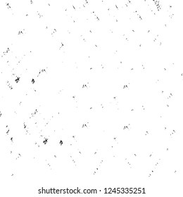 Grunge overlay layer. Abstract black and white vector background. Monochrome vintage surface with dirty pattern in cracks, spots, dots. Old wall in dark horror style design