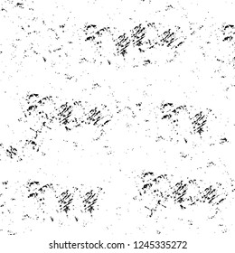 Grunge overlay layer. Abstract black and white vector background. Monochrome vintage surface with dirty pattern in cracks, spots, dots. Old wall in dark horror style design