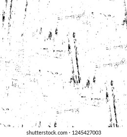 Grunge overlay layer. Abstract black and white vector background. Monochrome vintage surface with dirty pattern in cracks, spots, dots. Old wall in dark horror style design