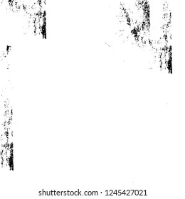 Grunge overlay layer. Abstract black and white vector background. Monochrome vintage surface with dirty pattern in cracks, spots, dots. Old wall in dark horror style design