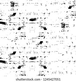 Grunge overlay layer. Abstract black and white vector background. Monochrome vintage surface with dirty pattern in cracks, spots, dots. Old wall in dark horror style design