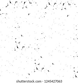 Grunge overlay layer. Abstract black and white vector background. Monochrome vintage surface with dirty pattern in cracks, spots, dots. Old wall in dark horror style design