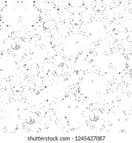 Grunge overlay layer. Abstract black and white vector background. Monochrome vintage surface with dirty pattern in cracks, spots, dots. Old wall in dark horror style design