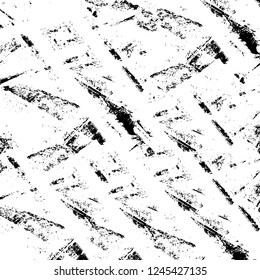 Grunge overlay layer. Abstract black and white vector background. Monochrome vintage surface with dirty pattern in cracks, spots, dots. Old wall in dark horror style design