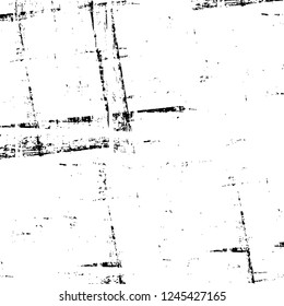 Grunge overlay layer. Abstract black and white vector background. Monochrome vintage surface with dirty pattern in cracks, spots, dots. Old wall in dark horror style design