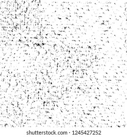 Grunge overlay layer. Abstract black and white vector background. Monochrome vintage surface with dirty pattern in cracks, spots, dots. Old wall in dark horror style design