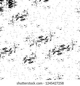 Grunge overlay layer. Abstract black and white vector background. Monochrome vintage surface with dirty pattern in cracks, spots, dots. Old wall in dark horror style design