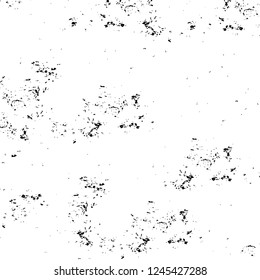 Grunge overlay layer. Abstract black and white vector background. Monochrome vintage surface with dirty pattern in cracks, spots, dots. Old wall in dark horror style design