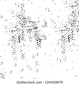 Grunge overlay layer. Abstract black and white vector background. Monochrome vintage surface with dirty pattern in cracks, spots, dots. Old wall in dark horror style design