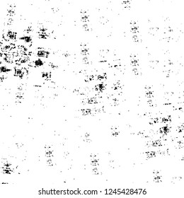 Grunge overlay layer. Abstract black and white vector background. Monochrome vintage surface with dirty pattern in cracks, spots, dots. Old wall in dark horror style design