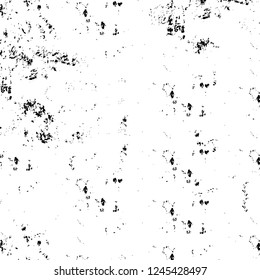 Grunge overlay layer. Abstract black and white vector background. Monochrome vintage surface with dirty pattern in cracks, spots, dots. Old wall in dark horror style design