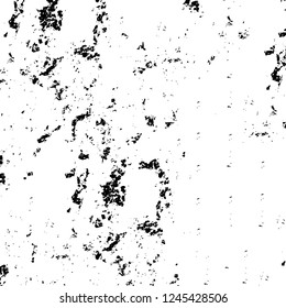 Grunge overlay layer. Abstract black and white vector background. Monochrome vintage surface with dirty pattern in cracks, spots, dots. Old wall in dark horror style design
