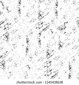 Grunge overlay layer. Abstract black and white vector background. Monochrome vintage surface with dirty pattern in cracks, spots, dots. Old wall in dark horror style design