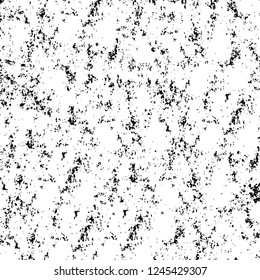 Grunge overlay layer. Abstract black and white vector background. Monochrome vintage surface with dirty pattern in cracks, spots, dots. Old wall in dark horror style design