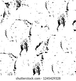 Grunge overlay layer. Abstract black and white vector background. Monochrome vintage surface with dirty pattern in cracks, spots, dots. Old wall in dark horror style design