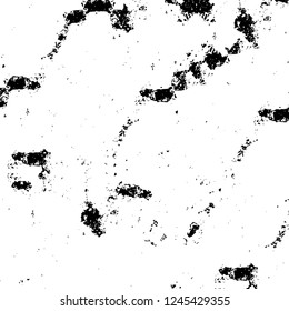 Grunge overlay layer. Abstract black and white vector background. Monochrome vintage surface with dirty pattern in cracks, spots, dots. Old wall in dark horror style design
