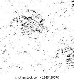 Grunge overlay layer. Abstract black and white vector background. Monochrome vintage surface with dirty pattern in cracks, spots, dots. Old wall in dark horror style design