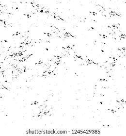 Grunge overlay layer. Abstract black and white vector background. Monochrome vintage surface with dirty pattern in cracks, spots, dots. Old wall in dark horror style design