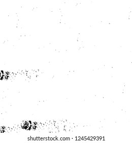 Grunge overlay layer. Abstract black and white vector background. Monochrome vintage surface with dirty pattern in cracks, spots, dots. Old wall in dark horror style design