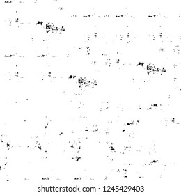 Grunge overlay layer. Abstract black and white vector background. Monochrome vintage surface with dirty pattern in cracks, spots, dots. Old wall in dark horror style design