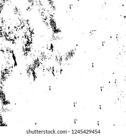 Grunge overlay layer. Abstract black and white vector background. Monochrome vintage surface with dirty pattern in cracks, spots, dots. Old wall in dark horror style design