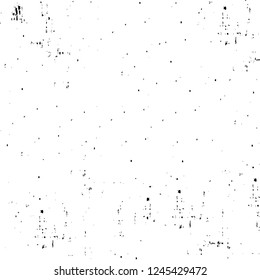 Grunge overlay layer. Abstract black and white vector background. Monochrome vintage surface with dirty pattern in cracks, spots, dots. Old wall in dark horror style design