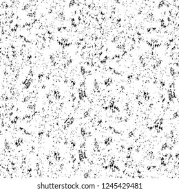 Grunge overlay layer. Abstract black and white vector background. Monochrome vintage surface with dirty pattern in cracks, spots, dots. Old wall in dark horror style design
