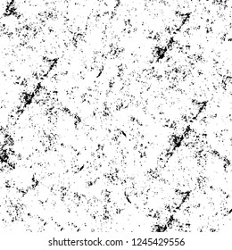 Grunge overlay layer. Abstract black and white vector background. Monochrome vintage surface with dirty pattern in cracks, spots, dots. Old wall in dark horror style design