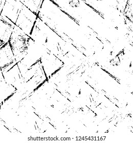 Grunge overlay layer. Abstract black and white vector background. Monochrome vintage surface with dirty pattern in cracks, spots, dots. Old wall in dark horror style design