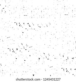 Grunge overlay layer. Abstract black and white vector background. Monochrome vintage surface with dirty pattern in cracks, spots, dots. Old wall in dark horror style design