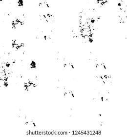 Grunge overlay layer. Abstract black and white vector background. Monochrome vintage surface with dirty pattern in cracks, spots, dots. Old wall in dark horror style design