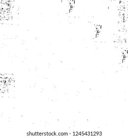 Grunge overlay layer. Abstract black and white vector background. Monochrome vintage surface with dirty pattern in cracks, spots, dots. Old wall in dark horror style design