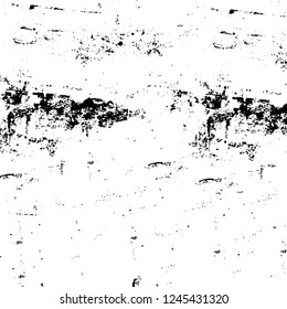 Grunge overlay layer. Abstract black and white vector background. Monochrome vintage surface with dirty pattern in cracks, spots, dots. Old wall in dark horror style design