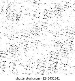 Grunge overlay layer. Abstract black and white vector background. Monochrome vintage surface with dirty pattern in cracks, spots, dots. Old wall in dark horror style design
