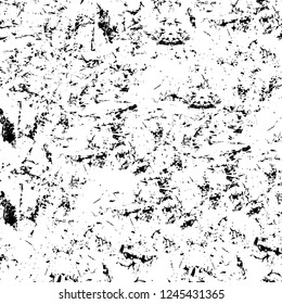 Grunge overlay layer. Abstract black and white vector background. Monochrome vintage surface with dirty pattern in cracks, spots, dots. Old wall in dark horror style design
