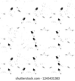 Grunge overlay layer. Abstract black and white vector background. Monochrome vintage surface with dirty pattern in cracks, spots, dots. Old wall in dark horror style design