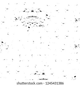 Grunge overlay layer. Abstract black and white vector background. Monochrome vintage surface with dirty pattern in cracks, spots, dots. Old wall in dark horror style design