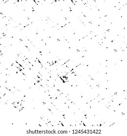 Grunge overlay layer. Abstract black and white vector background. Monochrome vintage surface with dirty pattern in cracks, spots, dots. Old wall in dark horror style design