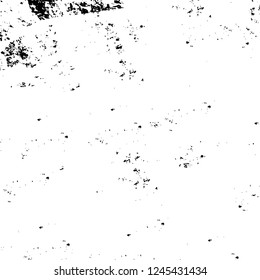 Grunge overlay layer. Abstract black and white vector background. Monochrome vintage surface with dirty pattern in cracks, spots, dots. Old wall in dark horror style design