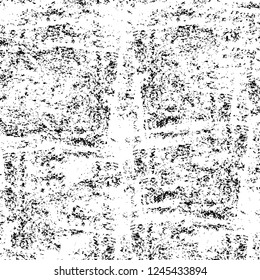 Grunge overlay layer. Abstract black and white vector background. Monochrome vintage surface with dirty pattern in cracks, spots, dots. Old wall in dark horror style design