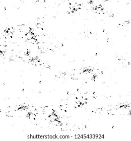 Grunge overlay layer. Abstract black and white vector background. Monochrome vintage surface with dirty pattern in cracks, spots, dots. Old wall in dark horror style design