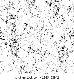 Grunge overlay layer. Abstract black and white vector background. Monochrome vintage surface with dirty pattern in cracks, spots, dots. Old wall in dark horror style design