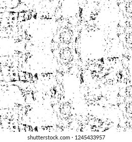 Grunge overlay layer. Abstract black and white vector background. Monochrome vintage surface with dirty pattern in cracks, spots, dots. Old wall in dark horror style design