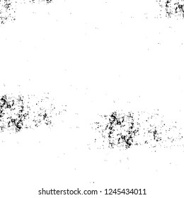 Grunge overlay layer. Abstract black and white vector background. Monochrome vintage surface with dirty pattern in cracks, spots, dots. Old wall in dark horror style design