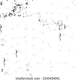 Grunge overlay layer. Abstract black and white vector background. Monochrome vintage surface with dirty pattern in cracks, spots, dots. Old wall in dark horror style design