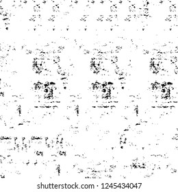 Grunge overlay layer. Abstract black and white vector background. Monochrome vintage surface with dirty pattern in cracks, spots, dots. Old wall in dark horror style design