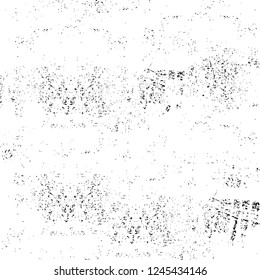 Grunge overlay layer. Abstract black and white vector background. Monochrome vintage surface with dirty pattern in cracks, spots, dots. Old wall in dark horror style design