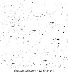 Grunge overlay layer. Abstract black and white vector background. Monochrome vintage surface with dirty pattern in cracks, spots, dots. Old wall in dark horror style design
